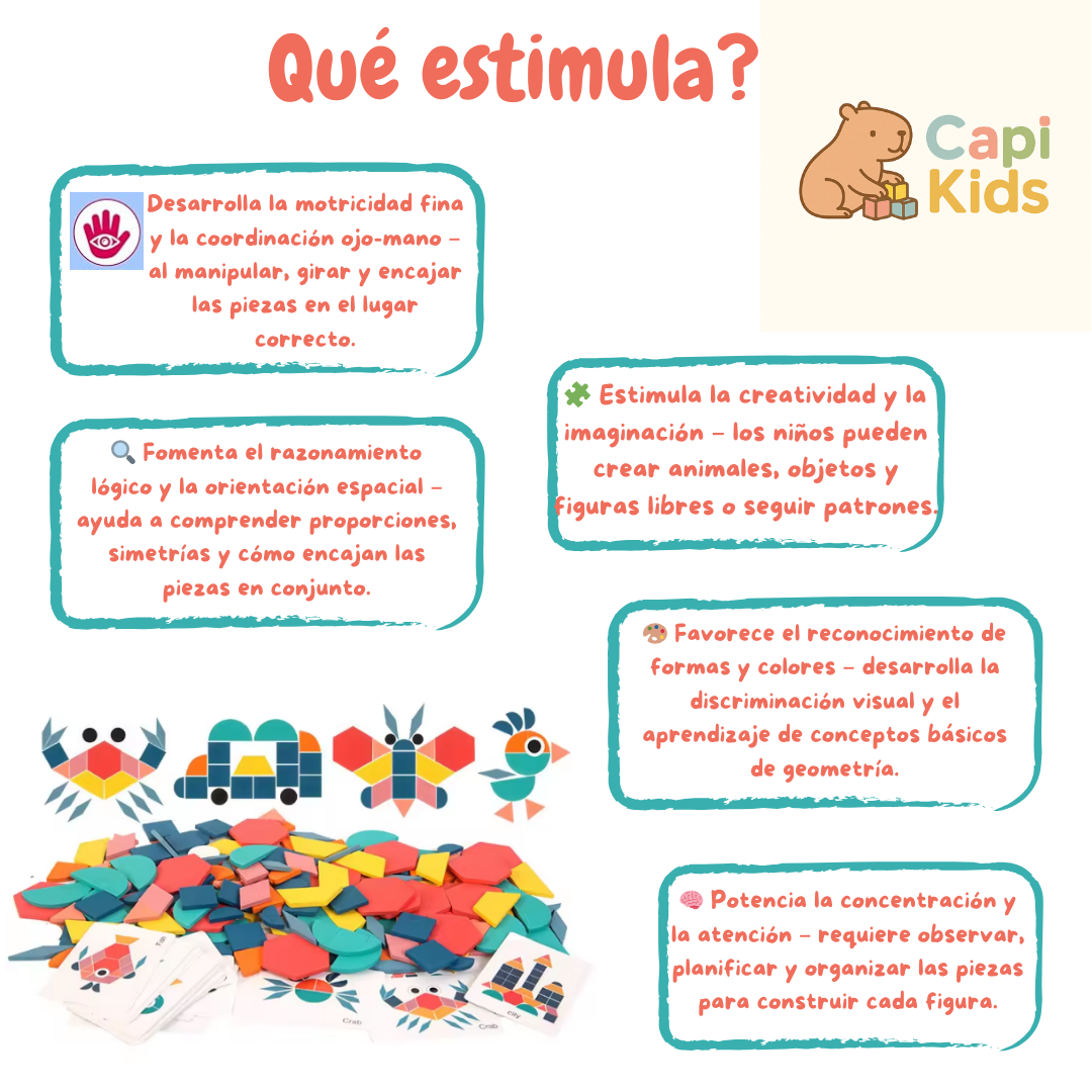 Puzzle de figuras geométricas Montessori - 180 Piezas