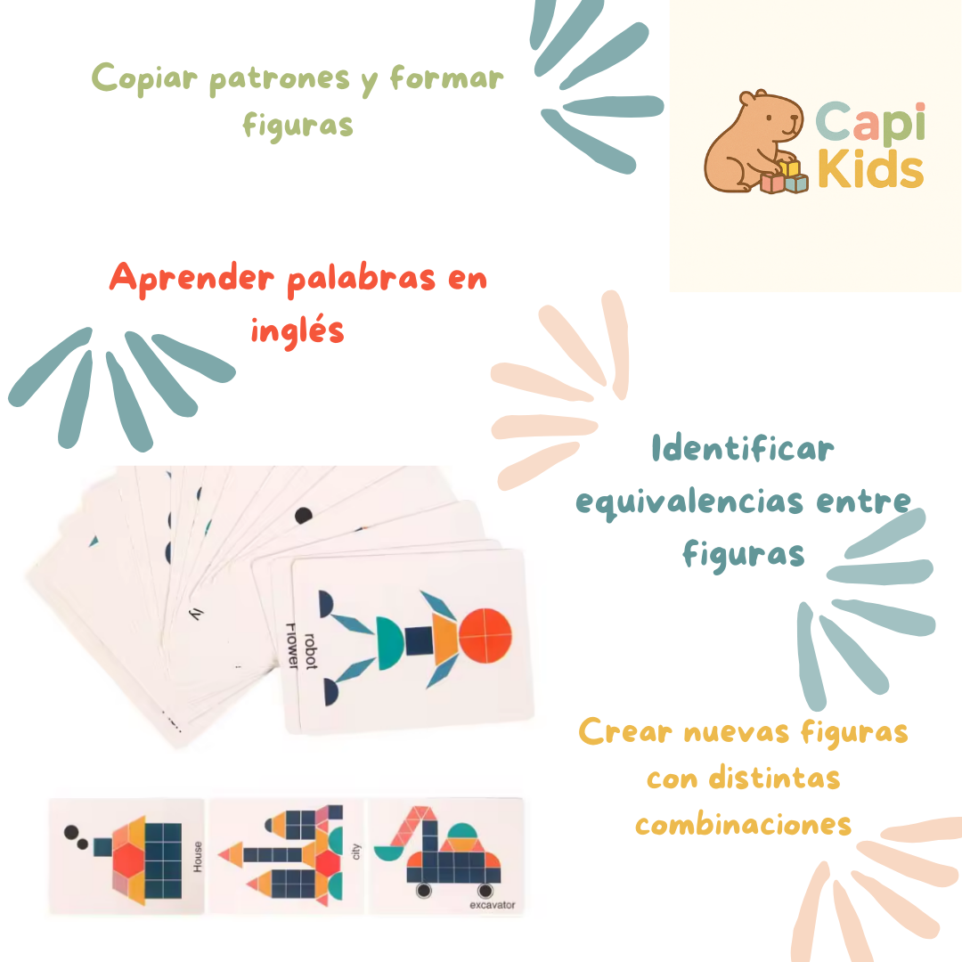 Puzzle de figuras geométricas Montessori - 180 Piezas