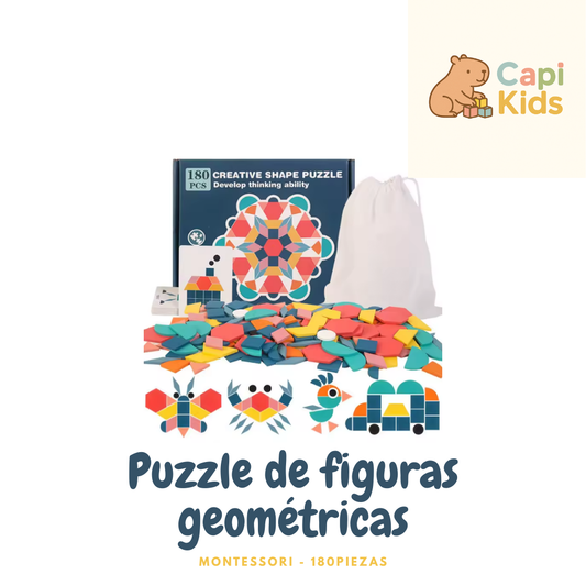 Puzzle de figuras geométricas Montessori - 180 Piezas
