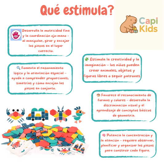 Puzzle de figuras geométricas Montessori - 180 Piezas