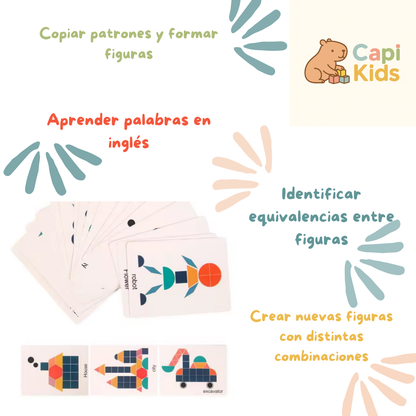Puzzle de figuras geométricas Montessori - 180 Piezas